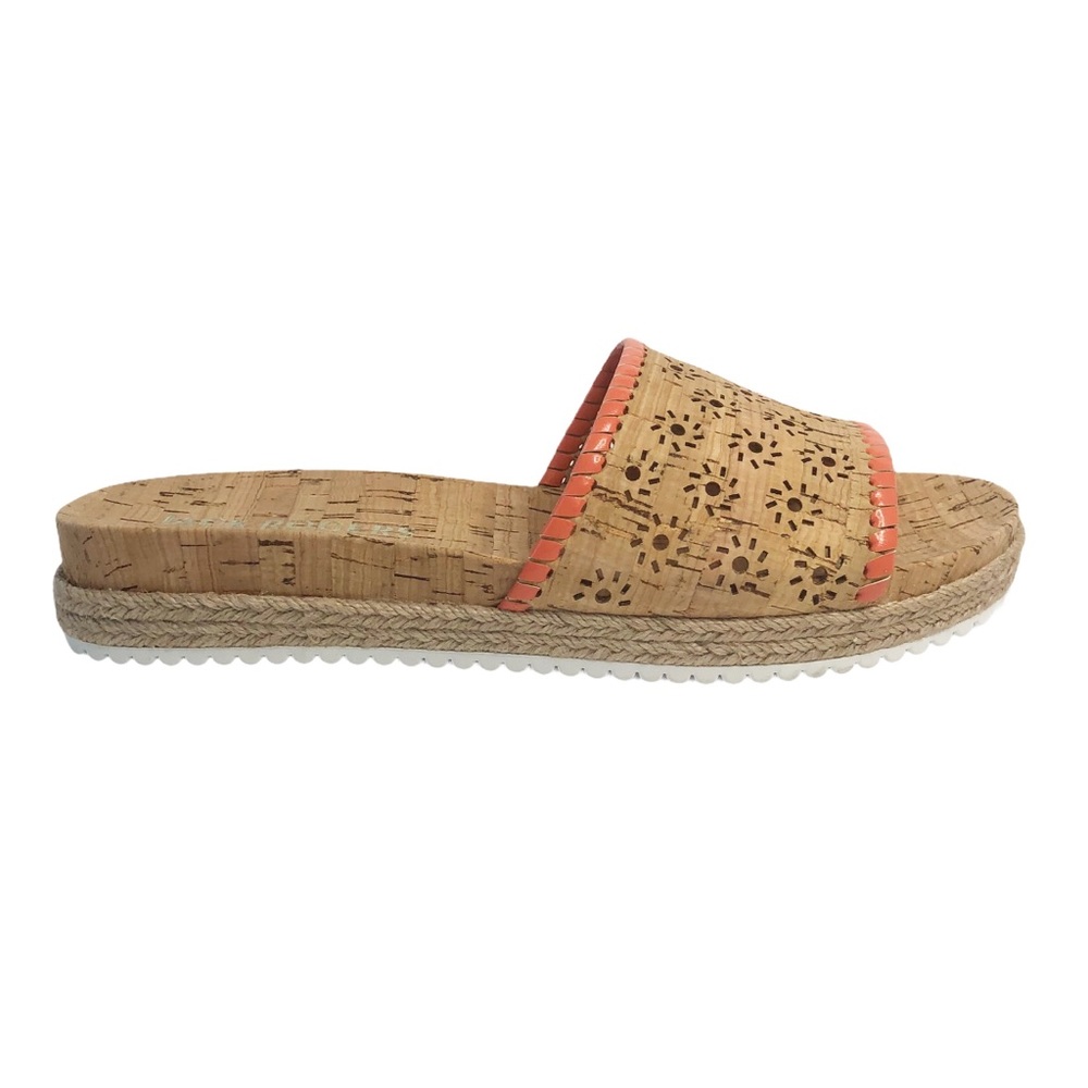Jack Rogers RO cork espadrille slide coral size 8 NIB